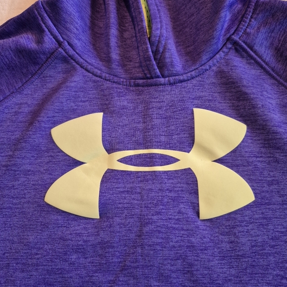 Under Armour girls size large purple & lime hoodie no tags pouch pocket - Picture 2 of 3